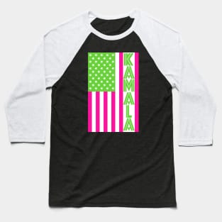 Kamala Harris 2020 Sorority Pink Pretty Green Flag Baseball T-Shirt